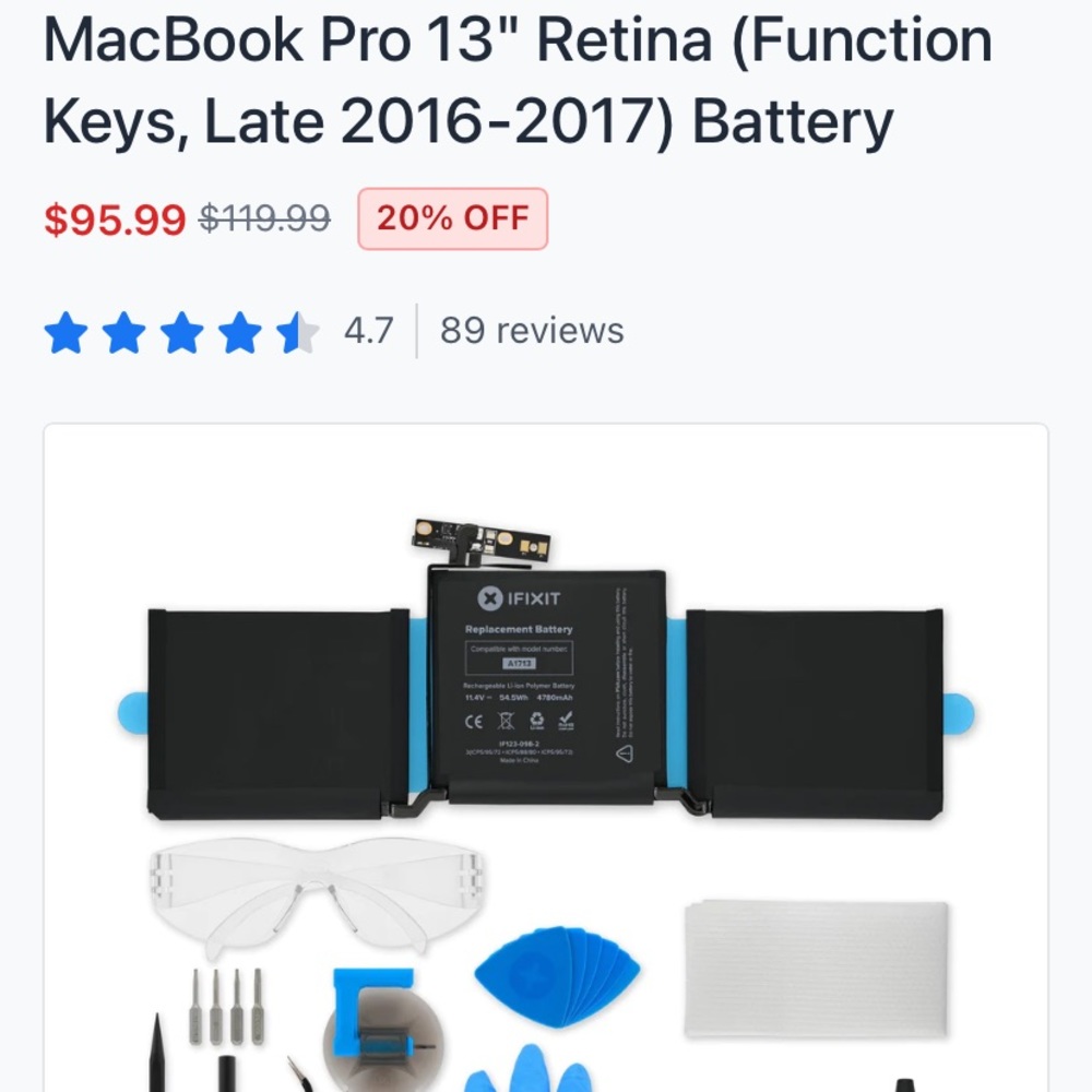 MacBook Pro 13” battery replacement kit Ifix it